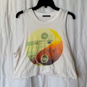 Brandy Melville Peace Yin Yang Rainbow Crop Top